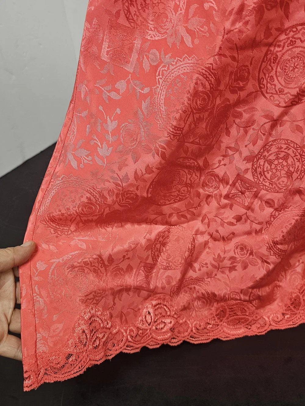 Victoria's Secret Coral-Red Lace Chemise